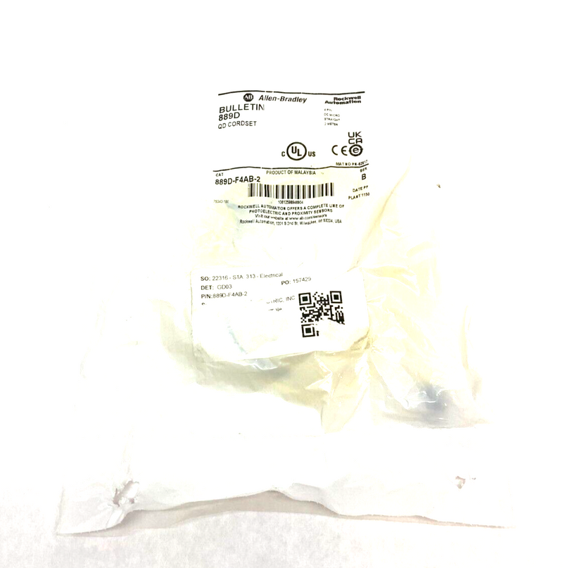 Allen Bradley 889D-F4AB-2 Ser. B Straight Micro Cable Cordset Single Ended 4-Pin - Maverick Industrial Sales