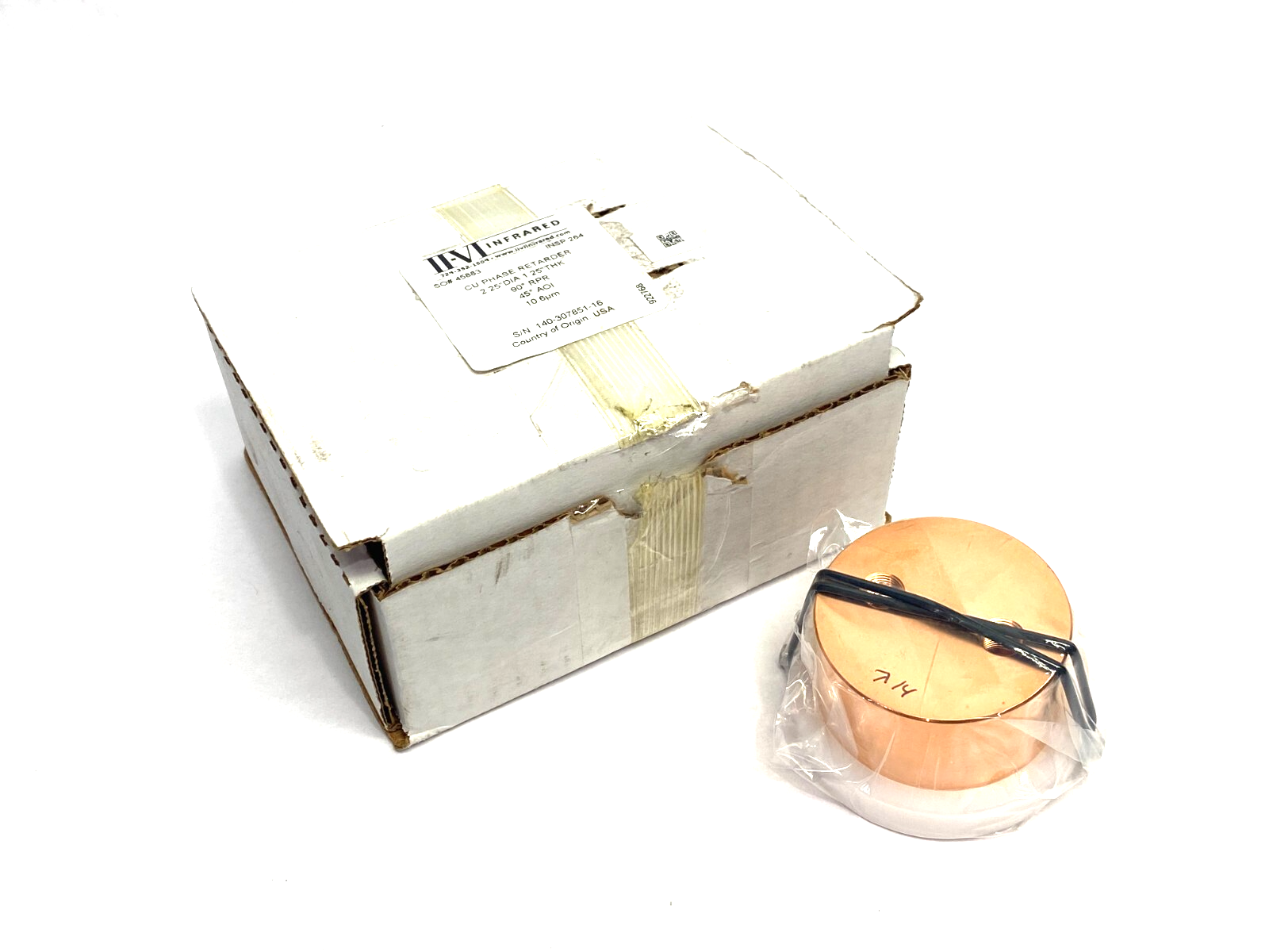 II-VI Infrared 922768 CU Phase Retarder 2.25" Dia. 1.25" Thick 90° RPR, 45° AOI - Maverick Industrial Sales