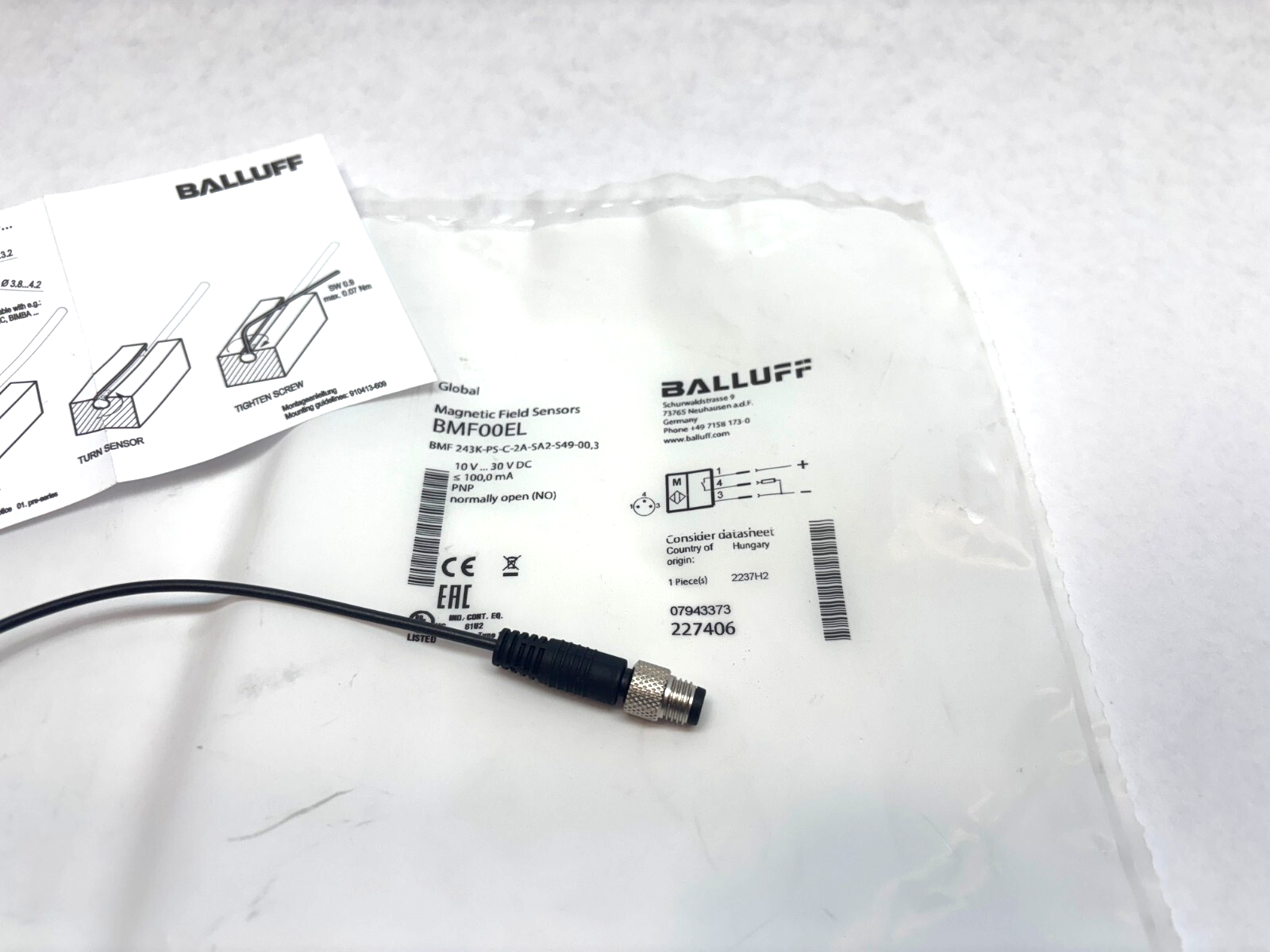 Balluff BMF00EL Magnetic Field Sensor, BMF 243K-PS-C-2A-SA2-S49-00 - Maverick Industrial Sales