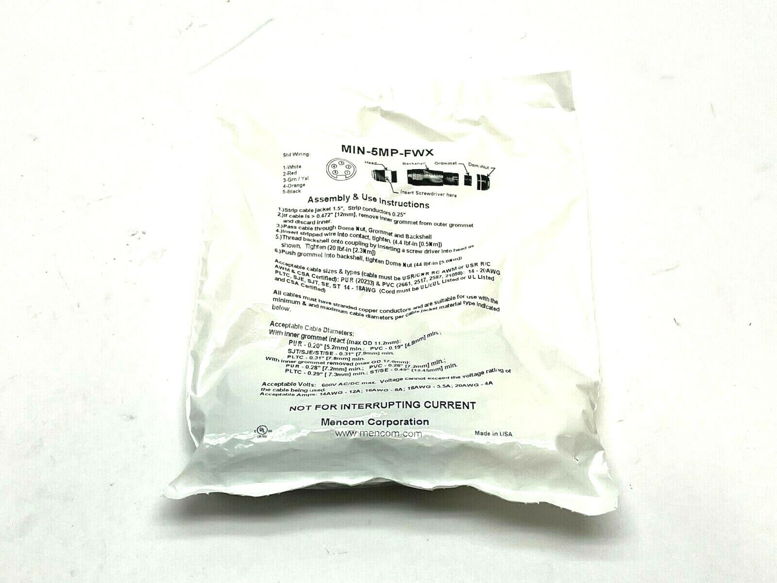 Mencom MIN-5MP-FWX Field Wireable Sensor Plug - Maverick Industrial Sales