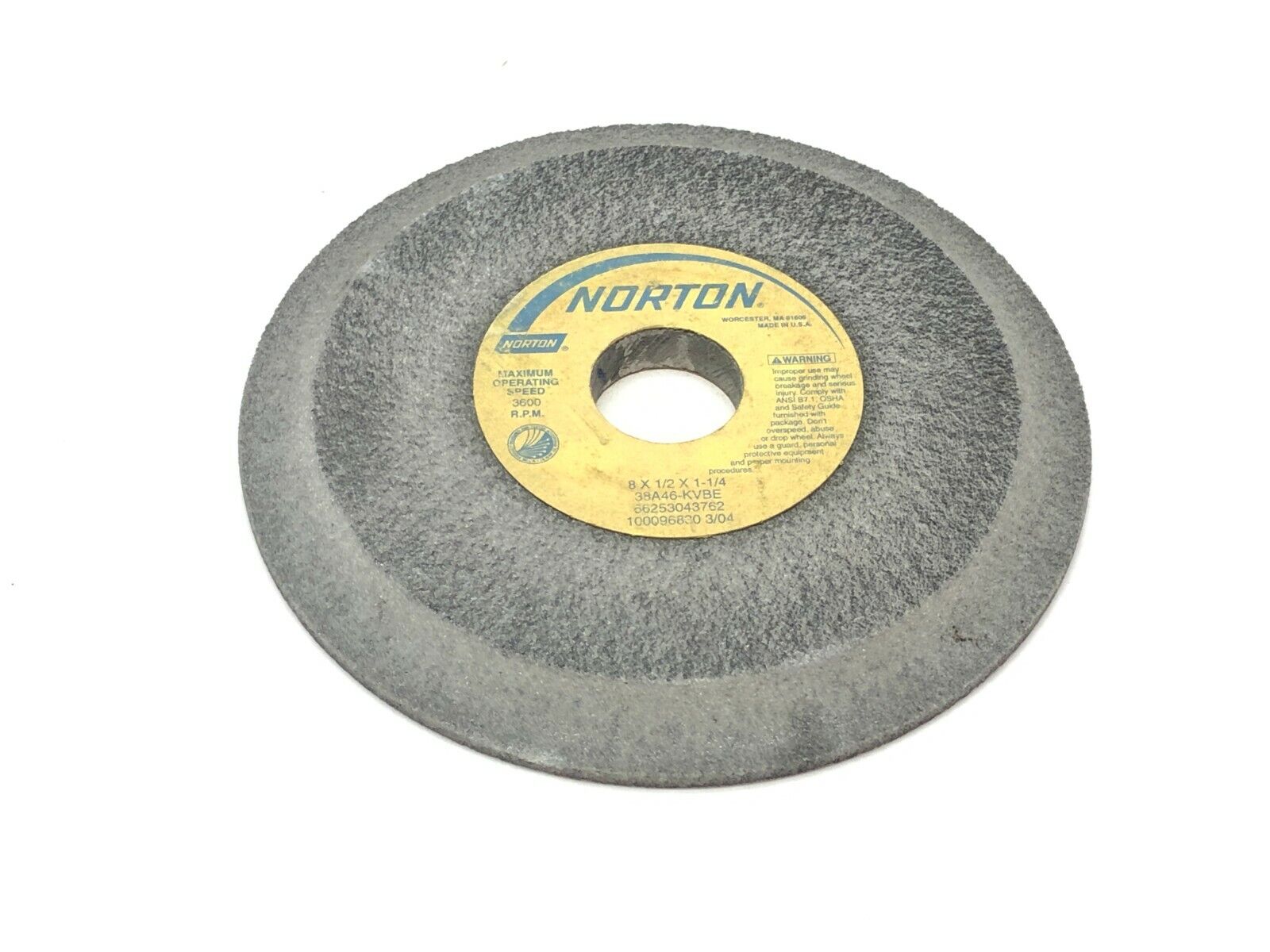 Norton 38A46-KVBE Grinding Wheels 1-1/4" Bore 3600 RPM LOT OF 2 - Maverick Industrial Sales