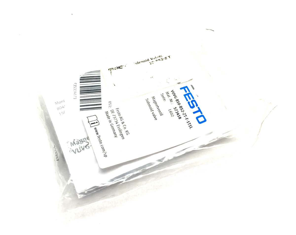 VUVG-B10-B52-ZT-F-1T1L | Festo Solenoid Valve 5/2 Bistable 573418 - New - Maverick Industrial Sales