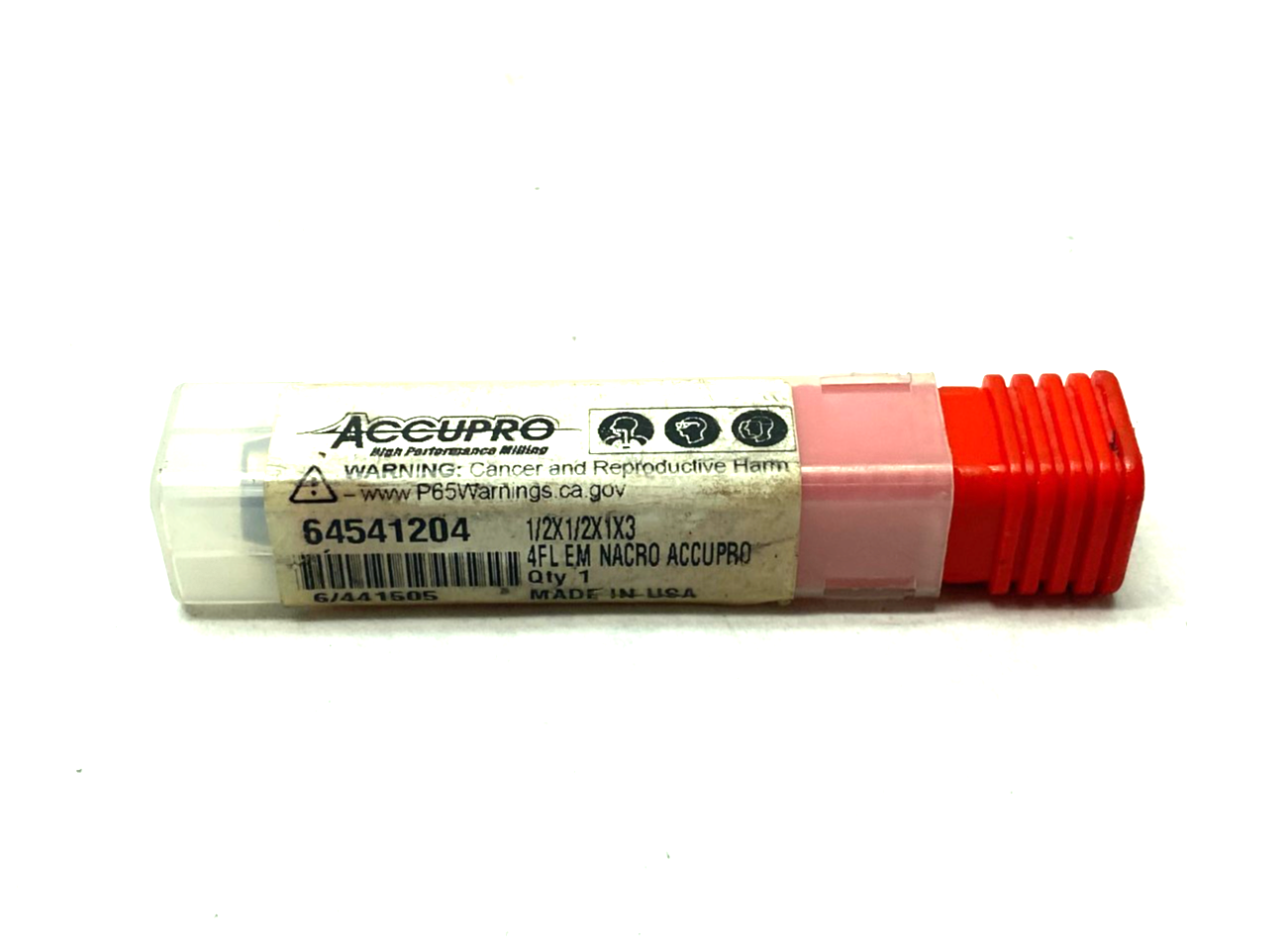64541204 | Accupro Square End Mill: 1/2" Dia, 1" LOC, 4 Flute, Solid Carbide - New – Open box - Maverick Industrial Sales