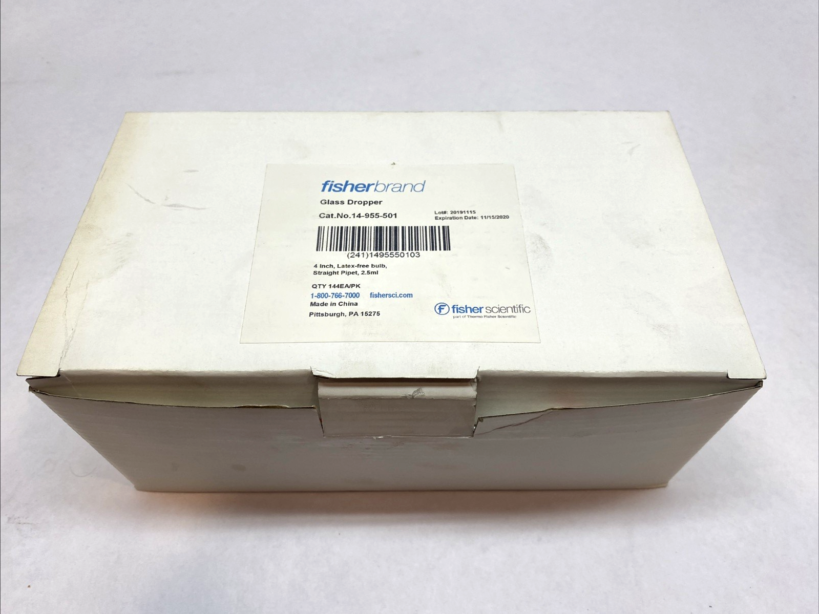 Fisher Scientific 14‑955‑501 Glass Medicine Dropper 2.5 mL LOT OF 144 - Maverick Industrial Sales