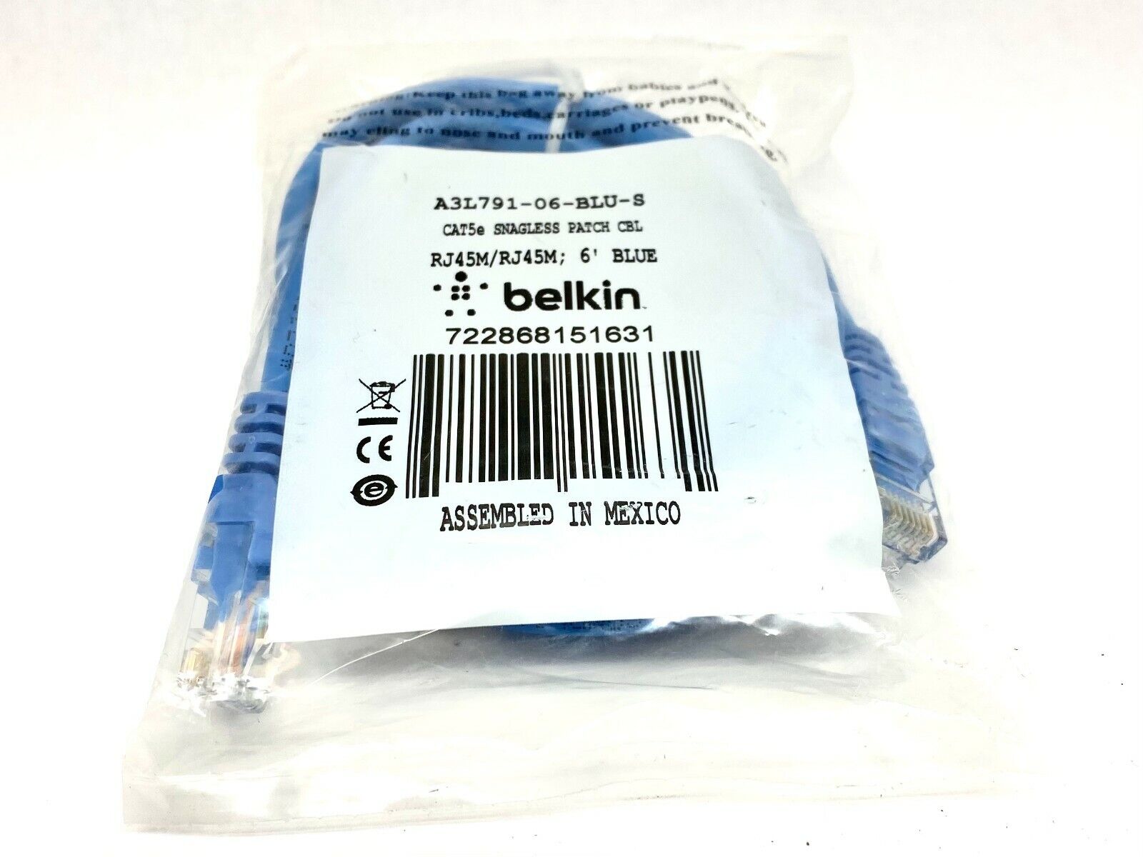 Belkin A3L791-06-BLU-S Patch Cable CAT5e RJ45M - Maverick Industrial Sales