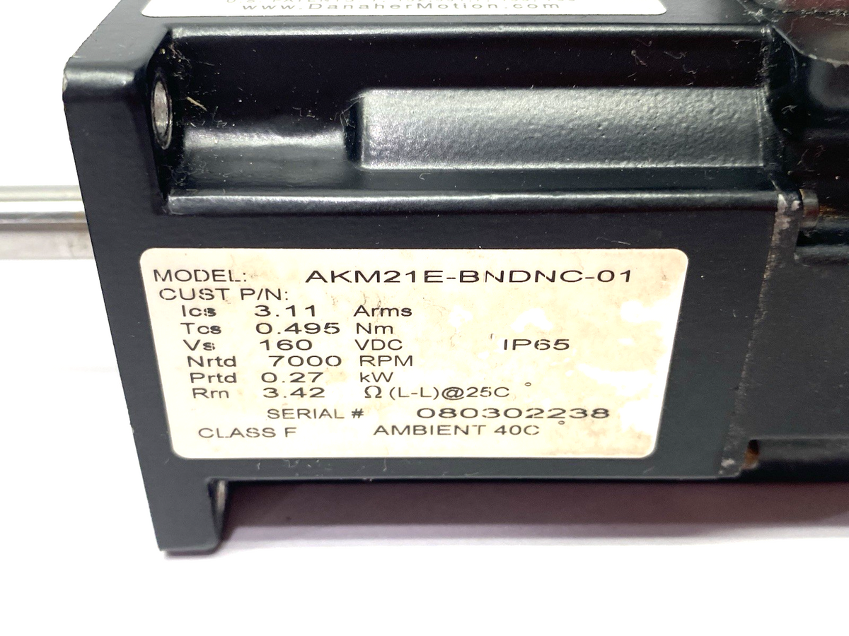 Kollmorgen Danaher Motion AKM21E-BNDNC-01 Servo Motor 3-Phase 3.11Arms 7000rpm - Maverick Industrial Sales
