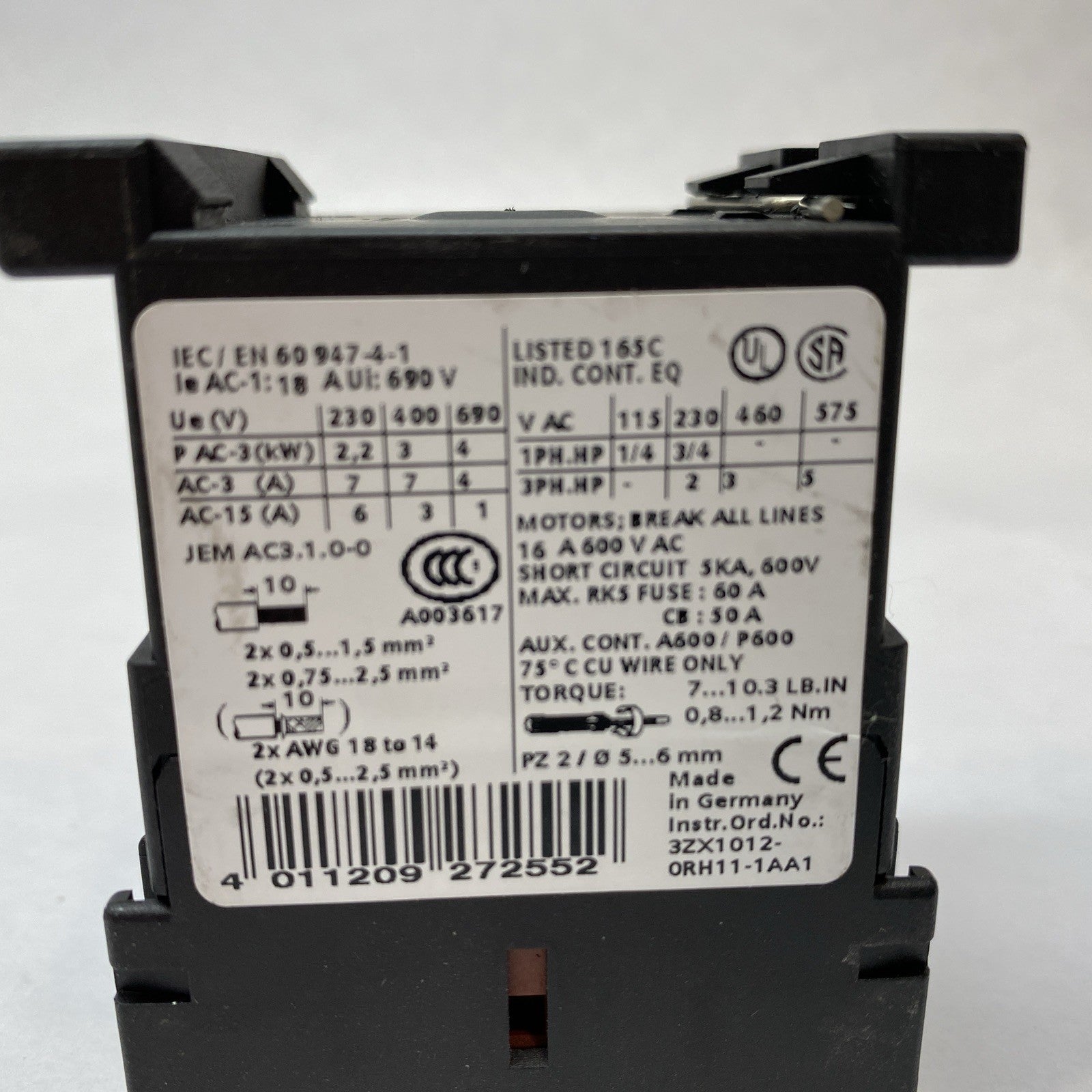 Siemens 3RT1015-1BB42 Power Conctactor AC-3 7 A, 3 kW / 400 V 1 NC, 24 V DC - Maverick Industrial Sales