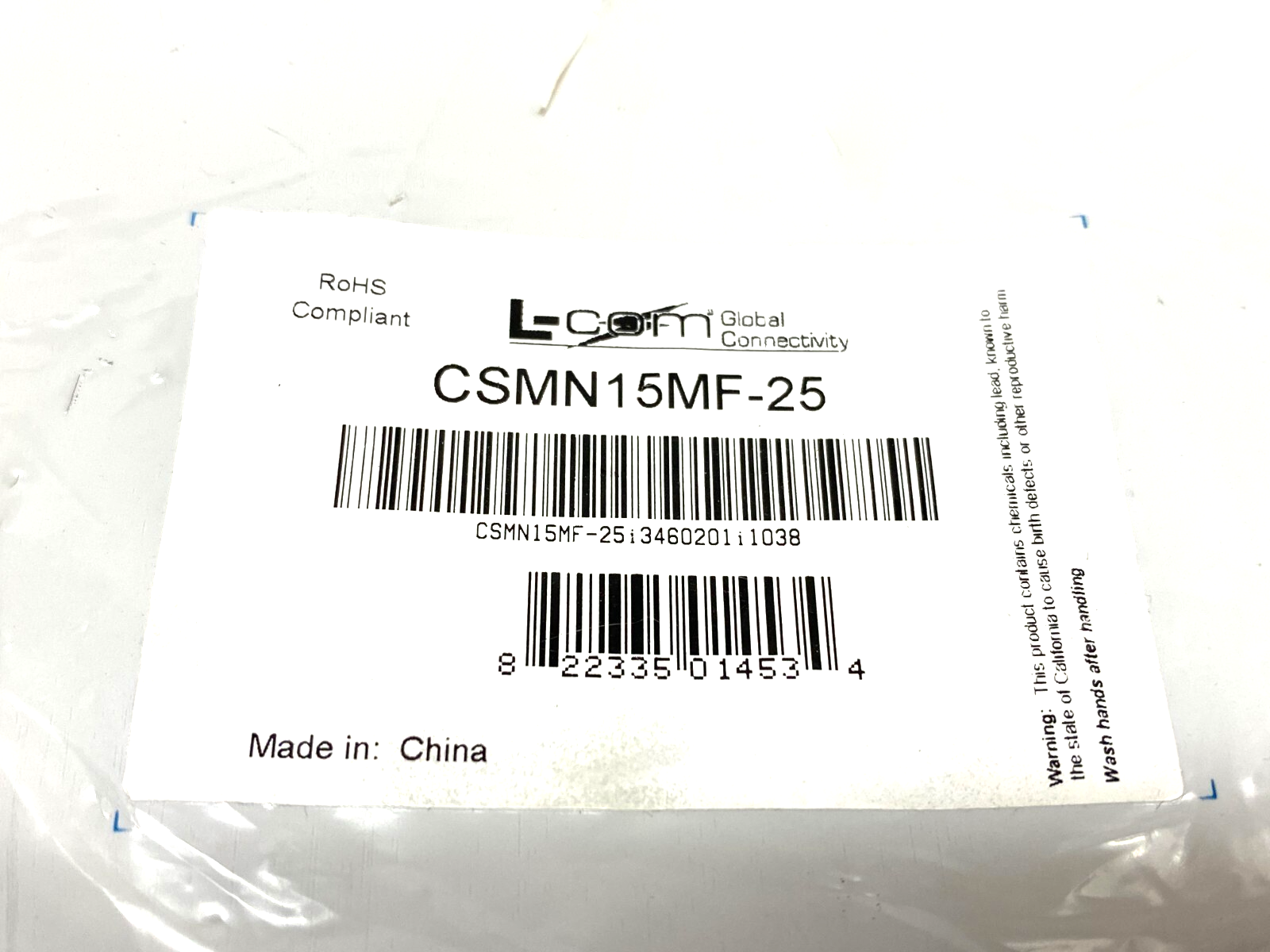 L-Com CSMN15MF-25 D-Sub Cable Assembly Male to Female - Maverick Industrial Sales