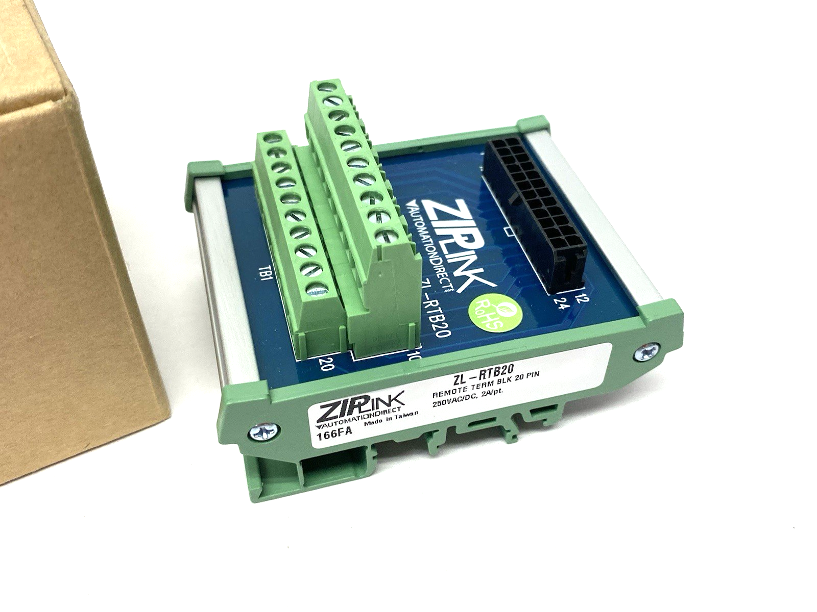 Automation Direct ZL-RTB20 ZIPLink Feedthrough Module, 20-pole, DIN rail mount - Maverick Industrial Sales