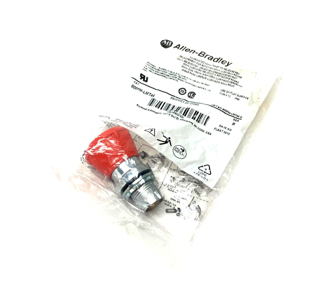 Allen Bradley 800FM-LMT44 Ser. B Twist-to-Release Illuminated Pushbutton 40mm - Maverick Industrial Sales