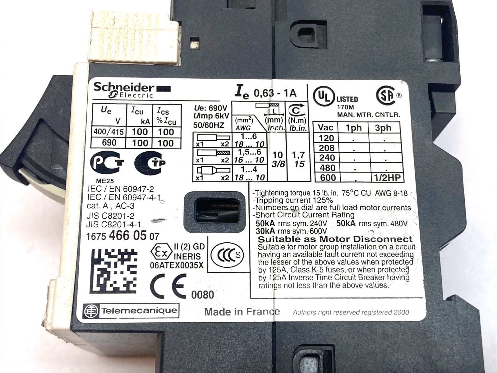 Schneider Electric GV2ME05 TeSys Deca Manual Starter & Protector - Maverick Industrial Sales