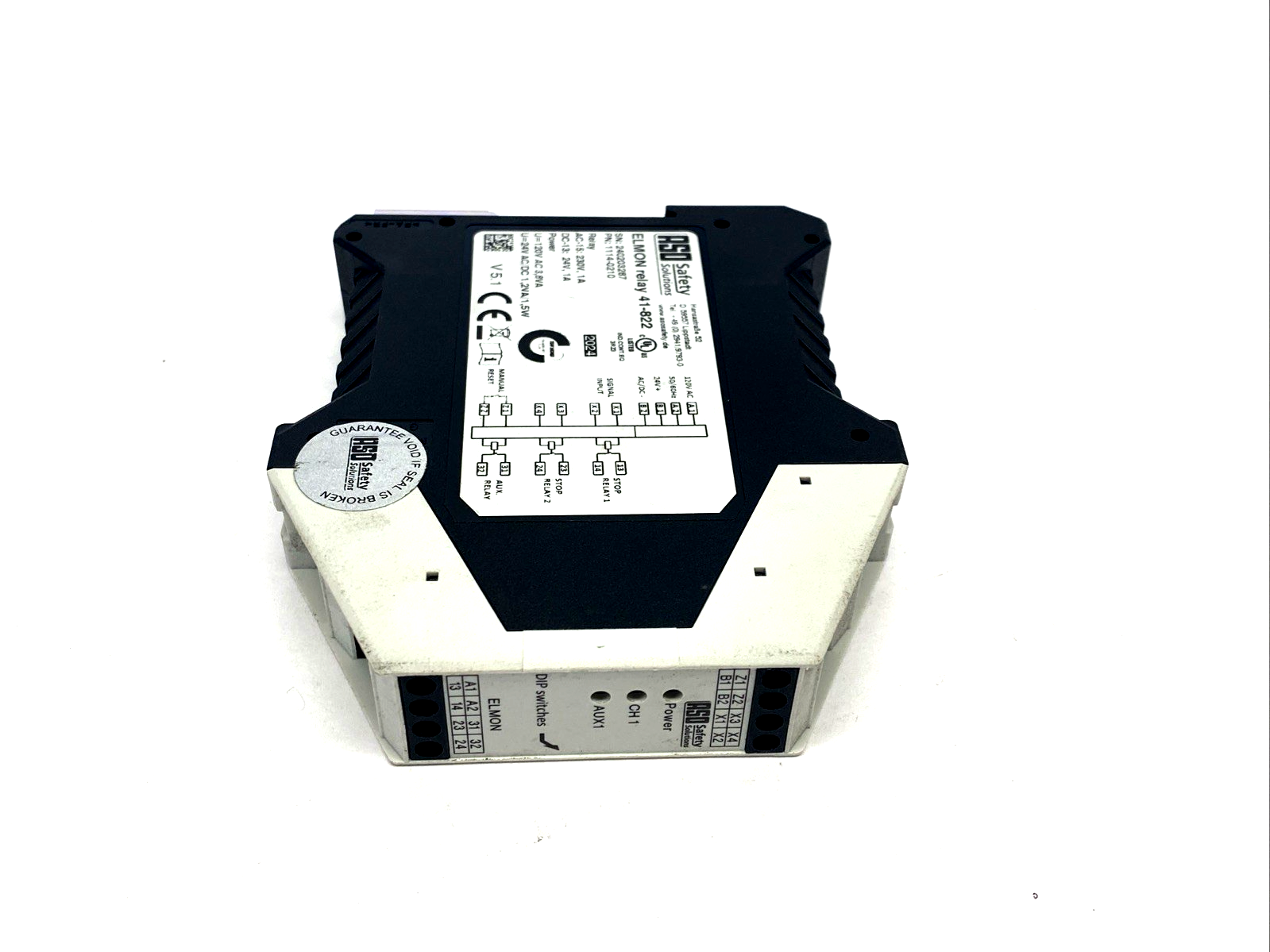 ASO Safety 1114-0210 ELMON Relay 41-822, Safety Relay 1A 24V AC/DC 120VAC - Maverick Industrial Sales