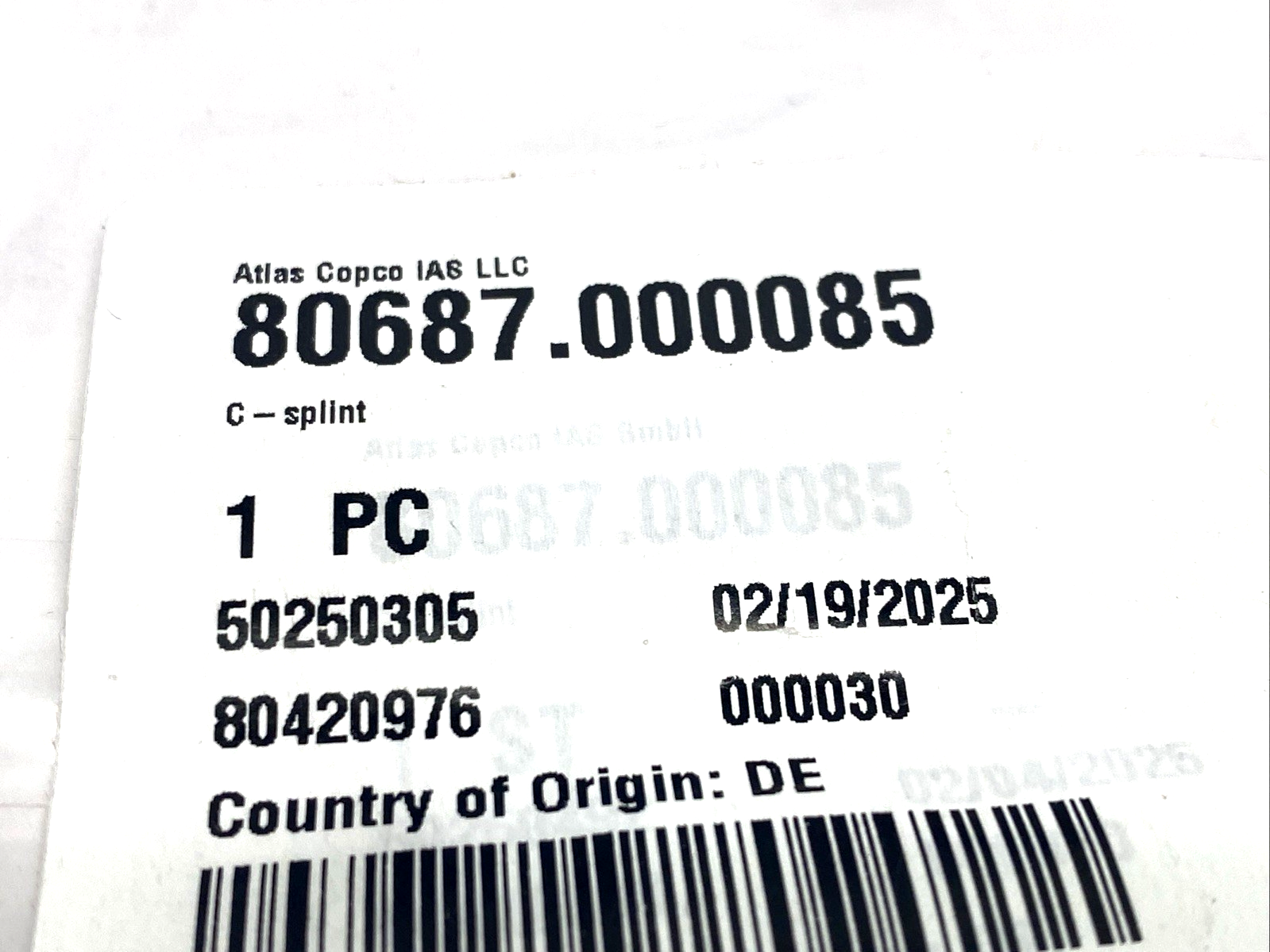 Atlas Copco IAS 80687.000085 C-Splint - Maverick Industrial Sales