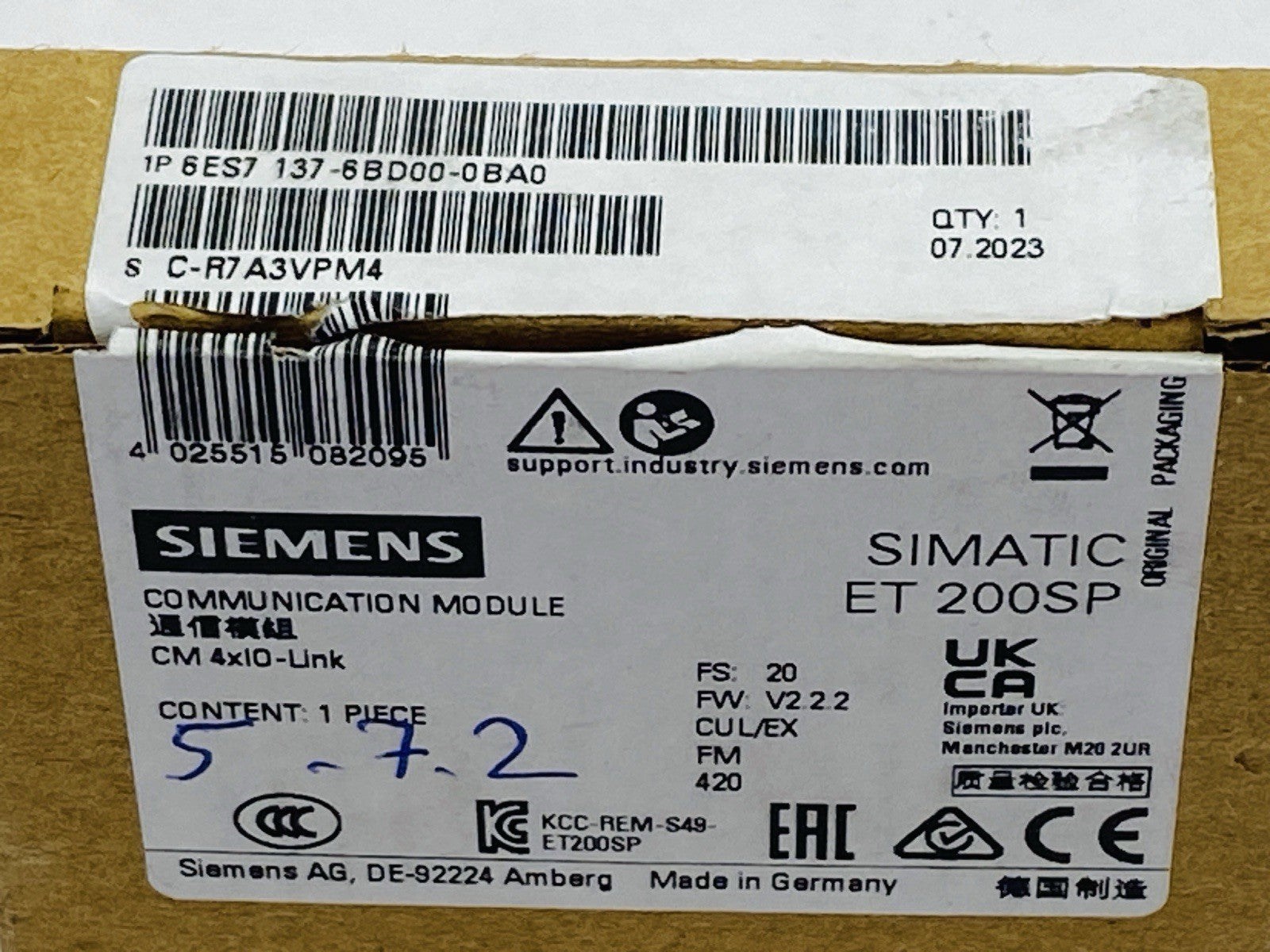 Siemens 6ES7137-6BD00-0BA0 SIMATIC ET 200SP Communication Module CM 4xIO-Link ST - Maverick Industrial Sales