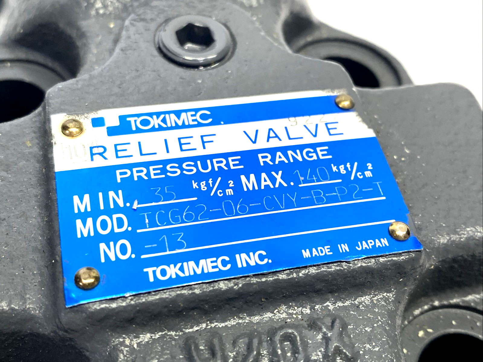 Tokimec TCG62-06-CVY-B-P2-T Pressure Relief Valve - Maverick Industrial Sales