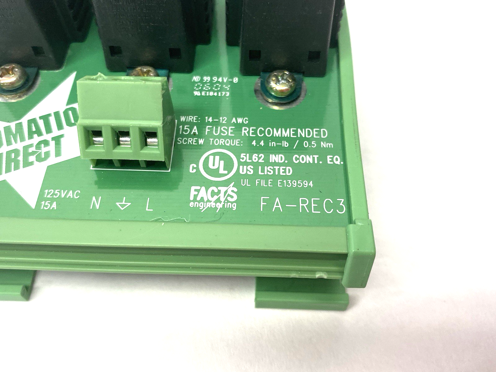 Automation Direct FA-REC3 3-Straight Blade Receptacle, 15A, 125 VAC, 1-phase - Maverick Industrial Sales