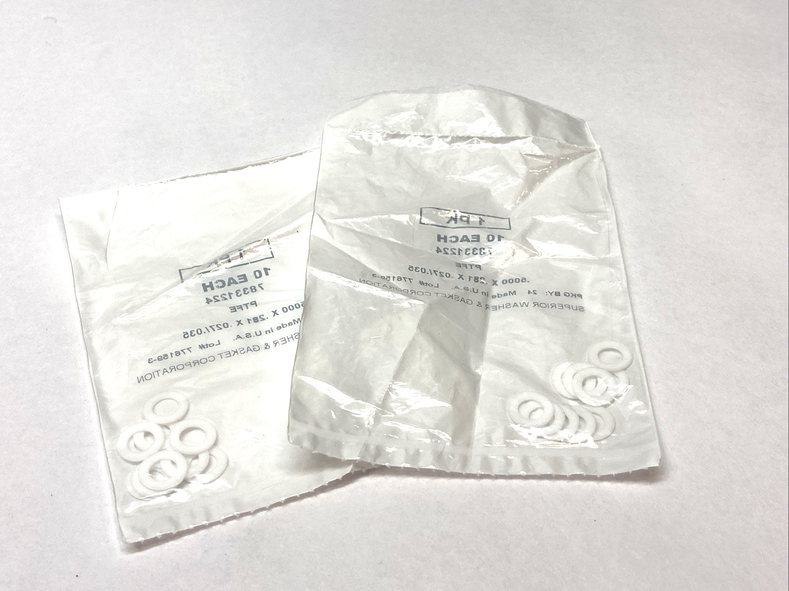 78331224 | Superior Washer & Gasket PTFE Washer PKG OF 10, LOT OF 2 - New - Maverick Industrial Sales