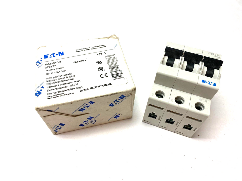 Eaton FAZ-C40/3 xEffect Moeller Series Miniature Circuit Breaker 3-Pole 40A - Maverick Industrial Sales