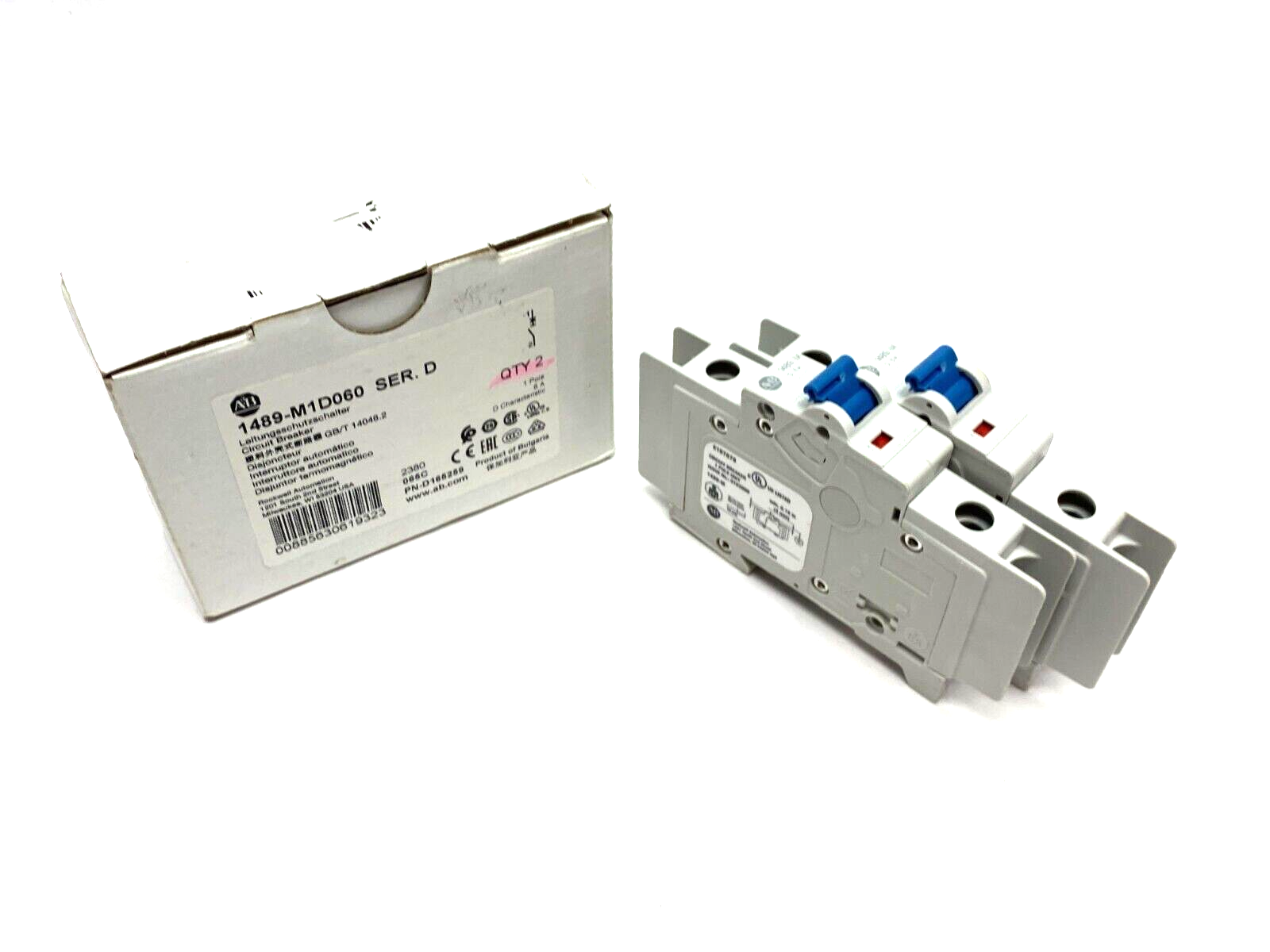 Allen Bradley 1489-M1D060 Ser. D Circuit Breaker 1-Pole 6A BOX OF 2 - Maverick Industrial Sales