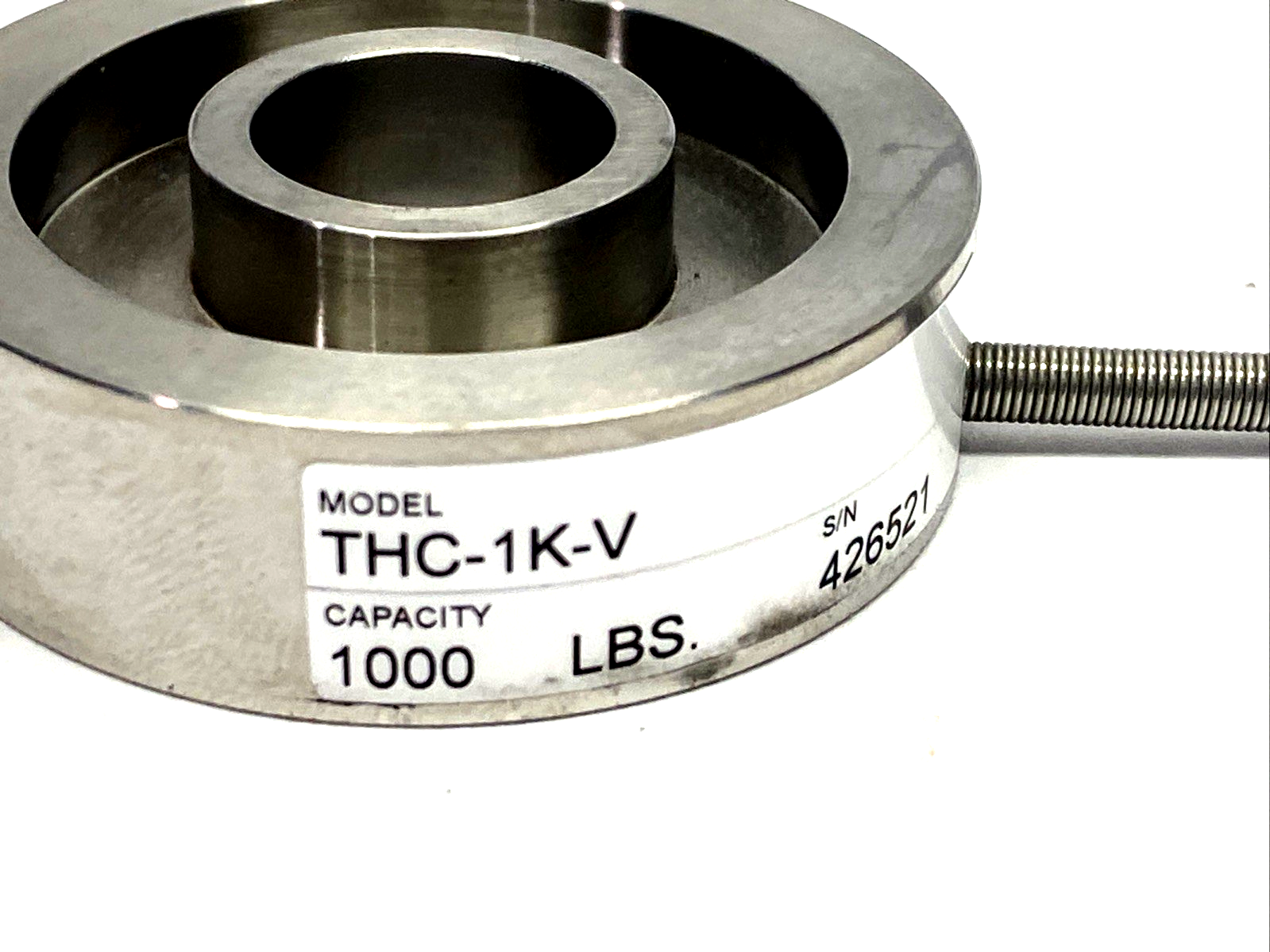 THC-IK-V | Transducer Techniques Through-Hole Load Cell Force Sensor 0-1K LB - For parts or not working - Maverick Industrial Sales