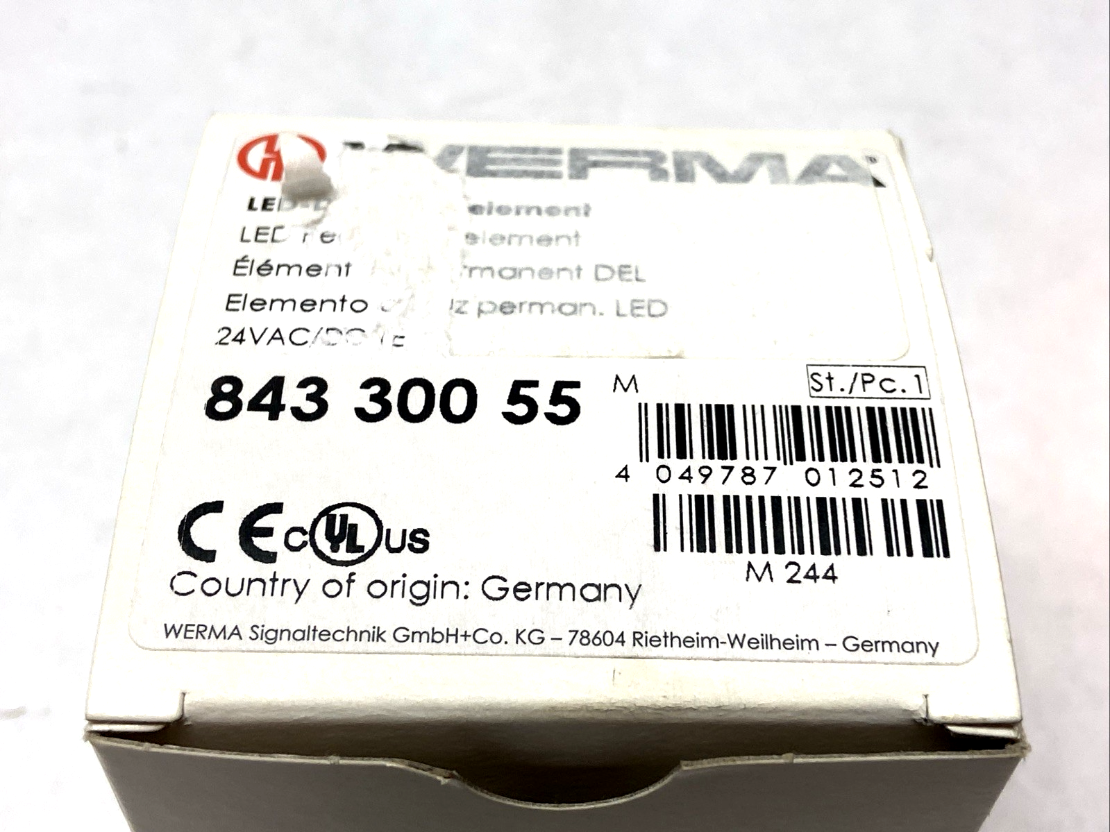 Werma 843-300-55 LED Permanent Light Element Yellow - Maverick Industrial Sales