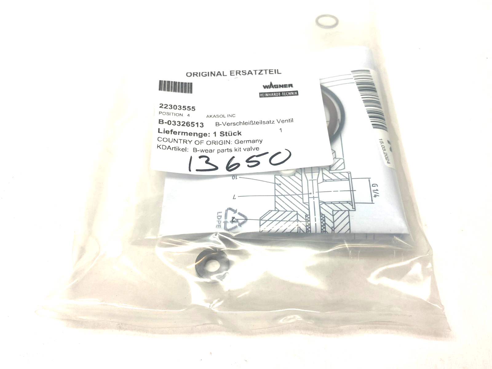 Wagner Reinhardt-Technik B-03326513 Valve Seal/Wear Parts Kit - Maverick Industrial Sales