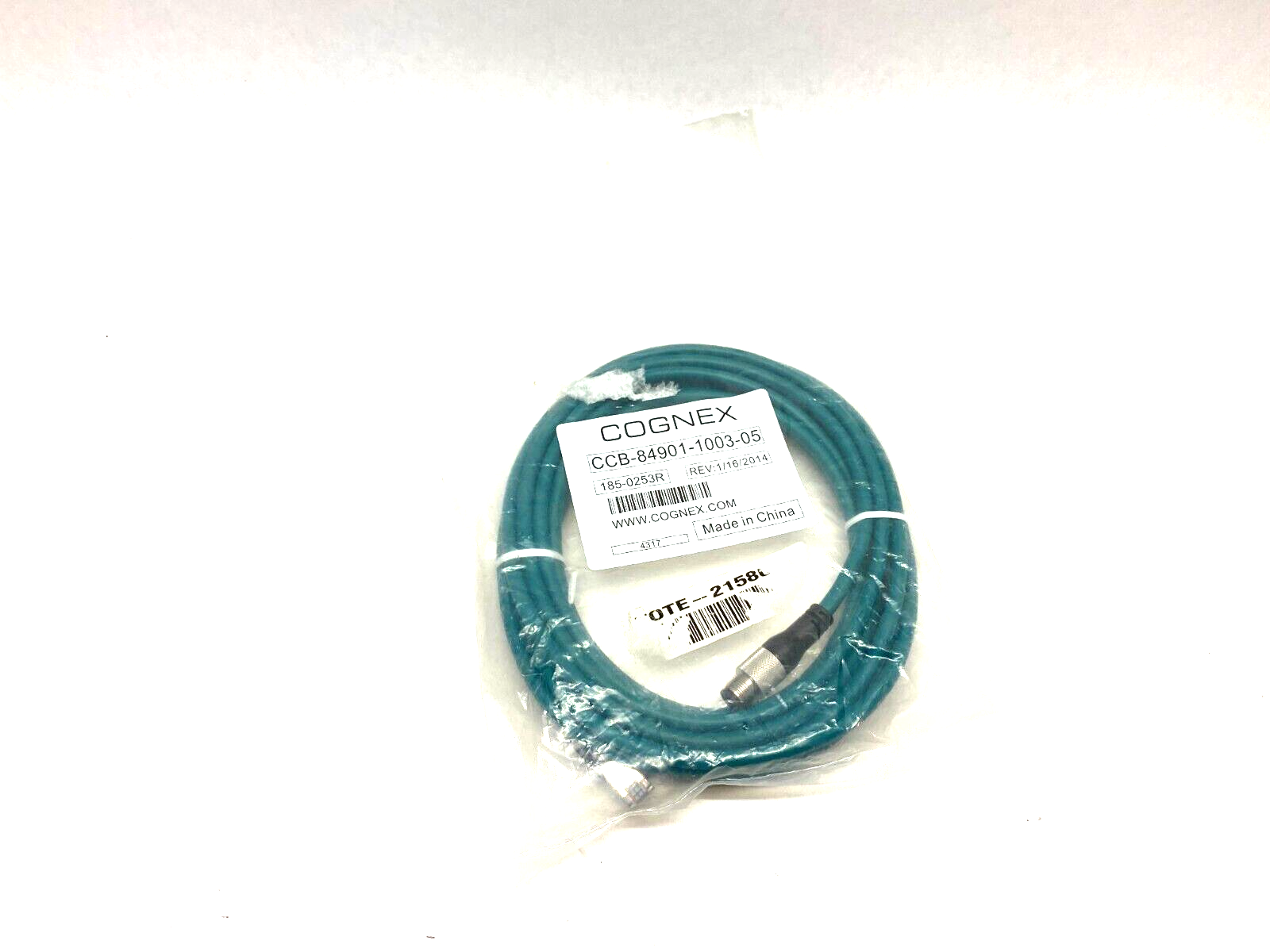 Cognex CCB-84901-1003-05 Ethernet Cable 5m A-Coded RJ45 to M12 8-Pin 185-0235R - Maverick Industrial Sales