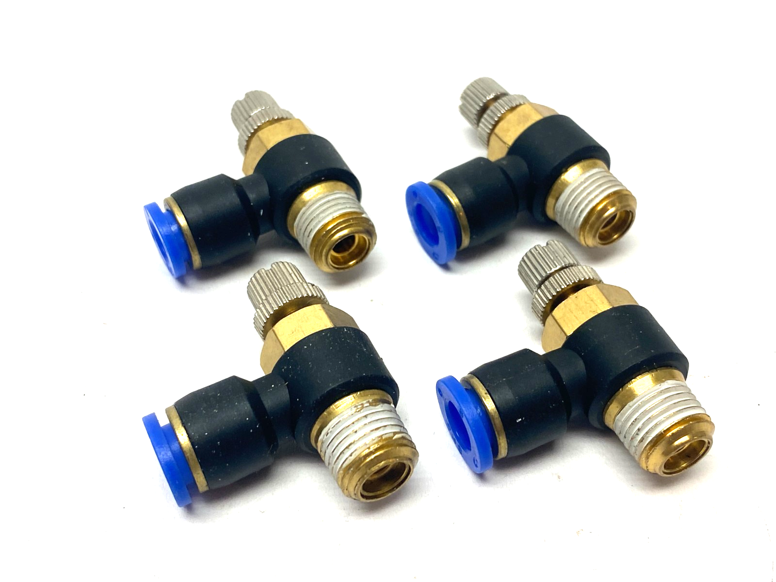 SNS JSC8-1 Flow Throttle/Speed Control Elbow Valve Fitting 8mm Tube LOT OF 4 - Maverick Industrial Sales
