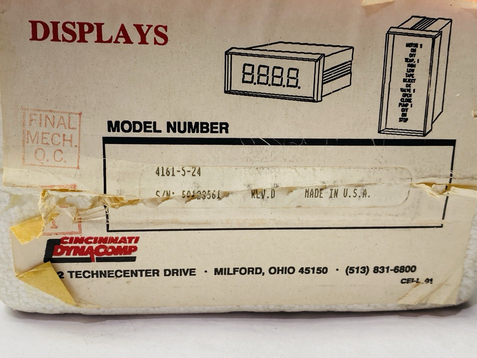 Cincinnati Electrosystems 4161-4-24 7-Segment Display Interface - Maverick Industrial Sales
