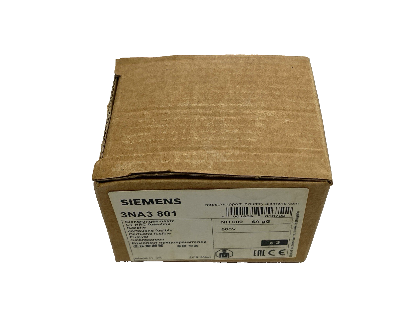 Siemens 3NA3 801 LV HRC Fuse Element 500V PACKAGE OF 3 - Maverick Industrial Sales