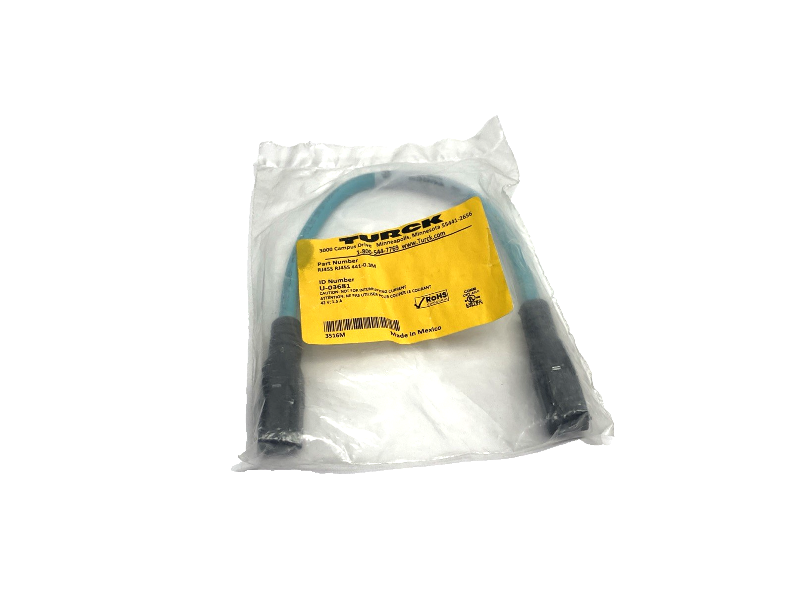 Turck RJ45S RJ45S 441-0.3M Industrial Ethernet Cable RJ45 0.3m U-03681 - Maverick Industrial Sales