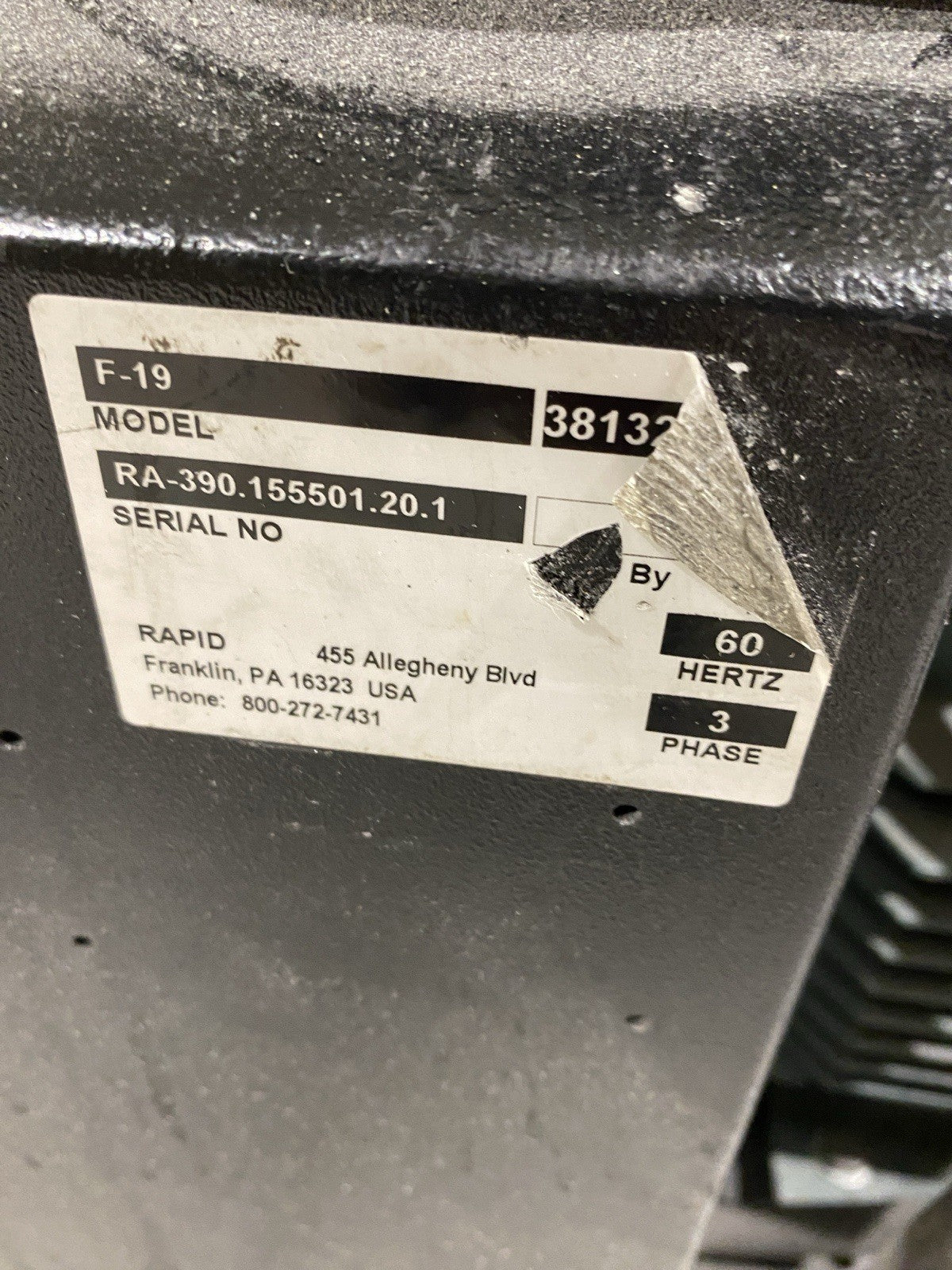 F-19 | Rapid Force Plastic Granulator 480V 3ph Wide Schute - Used - Maverick Industrial Sales