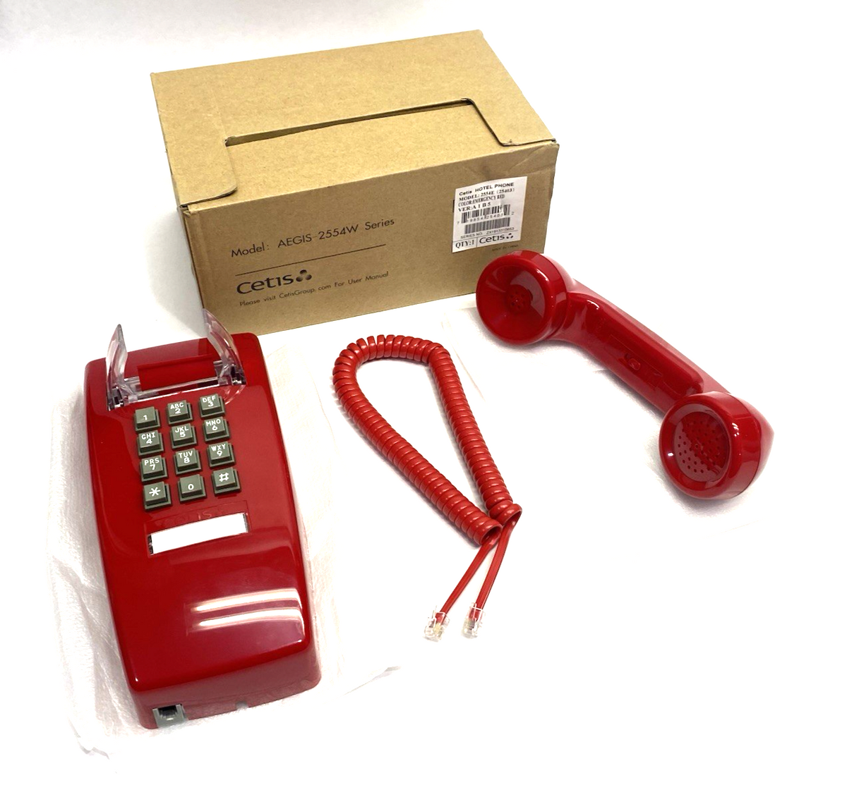 Cetis Scitec 2554E Mountable Emergency Red Corded Telephone, Bell Ringer - Maverick Industrial Sales