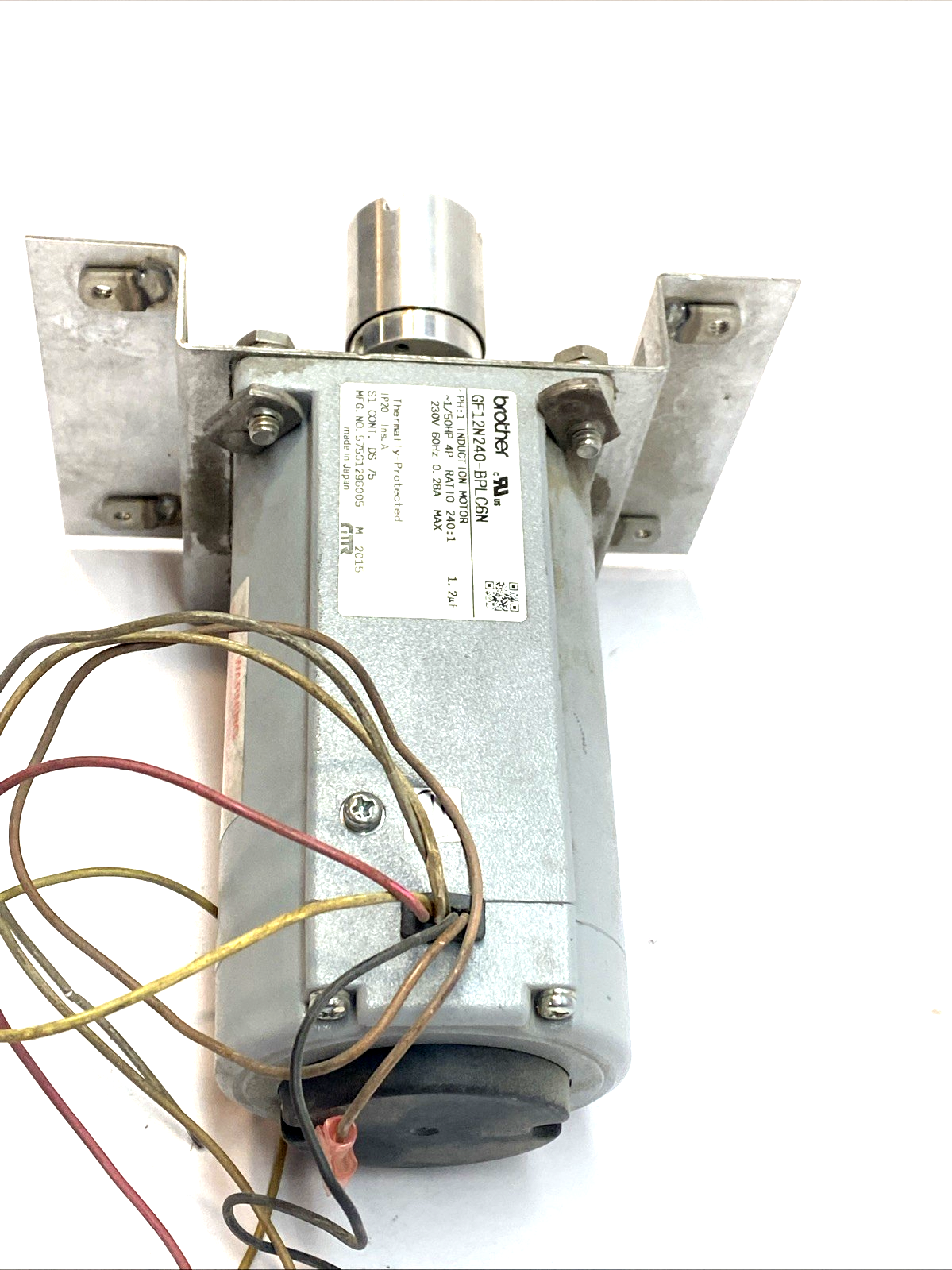 GF12N240-BPLC6N | Brother AC Gearmotor 1/50HP 240:1 132 in-lb 7 RPM - For parts or not working - Maverick Industrial Sales