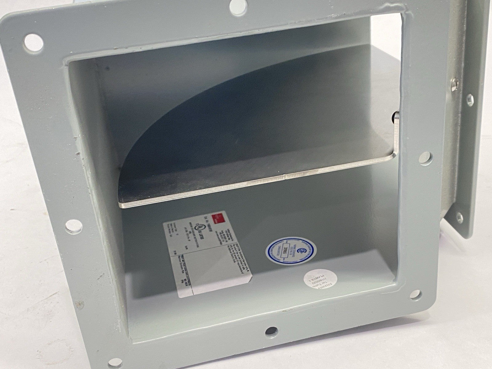 F66WE90 | Hoffman Elbow 90-Degree Feed-Through Wireway 6" x 6" Gray Mild Steel - Used - Maverick Industrial Sales