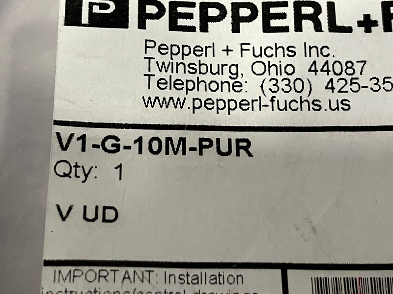 Pepperl+Fuchs V1-G-10M-PUR Cordset 4 Wire Female M12 103082 - Maverick Industrial Sales