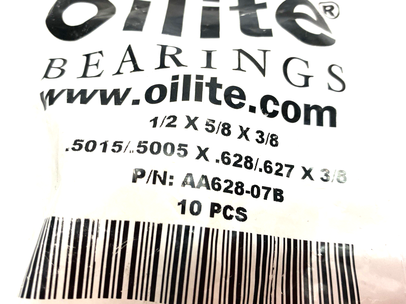 AA628-07B | Oilite Sinter. Bronze Impregnated Sleeve 0.5 x 0.625 x 0.375 PKG OF 10 - New - Maverick Industrial Sales