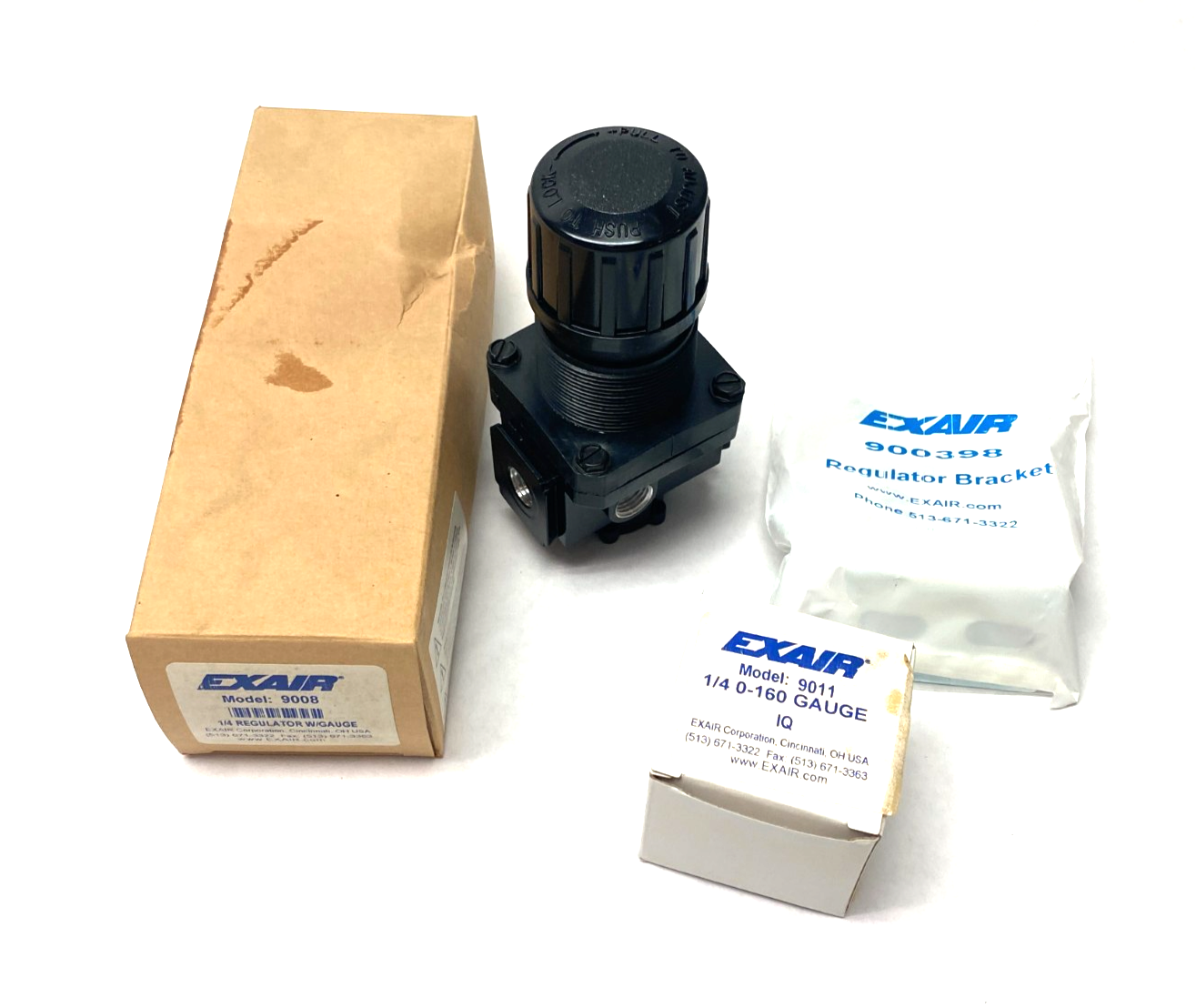 Exair 9008 Pressure Regulator 1/4" NPT w/ Gauge & Bracket - Maverick Industrial Sales