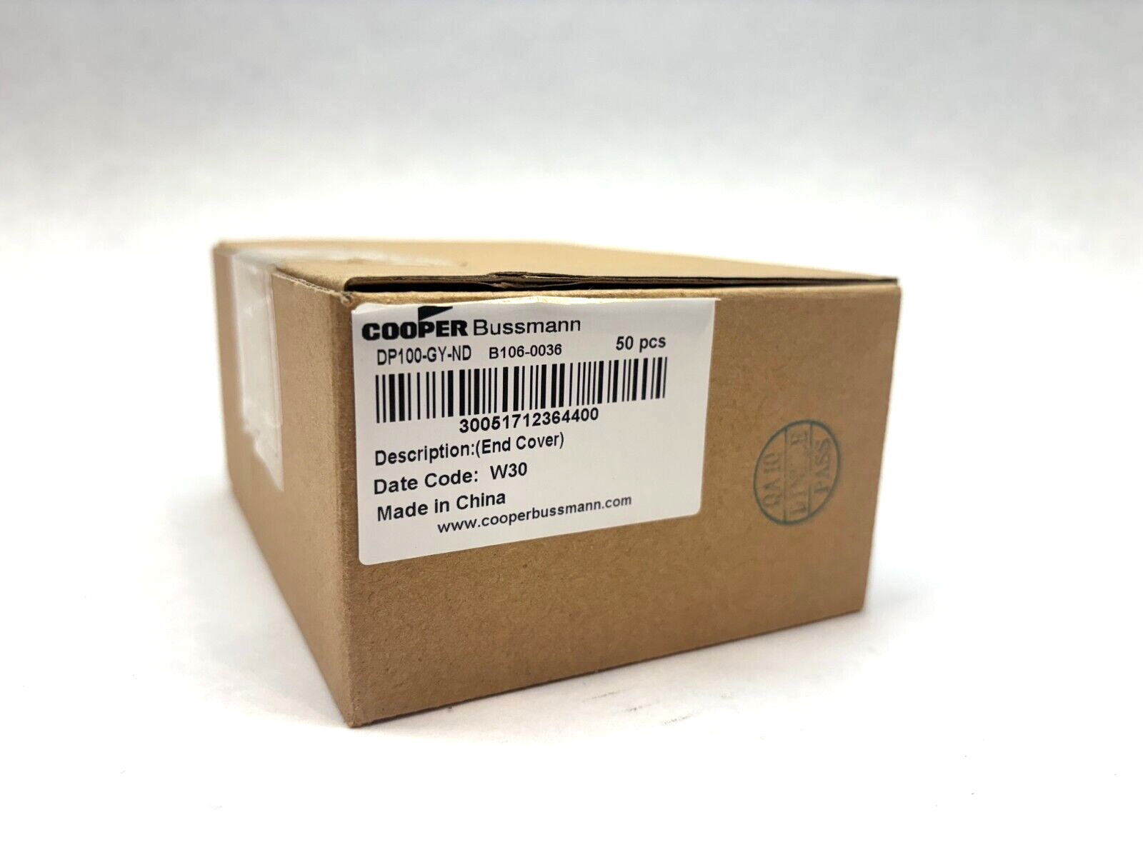 DP100-GY-ND | Cooper Bussman End Covers, B106-0036 Gray DIN Terminal End LOT OF 50 - New - Maverick Industrial Sales