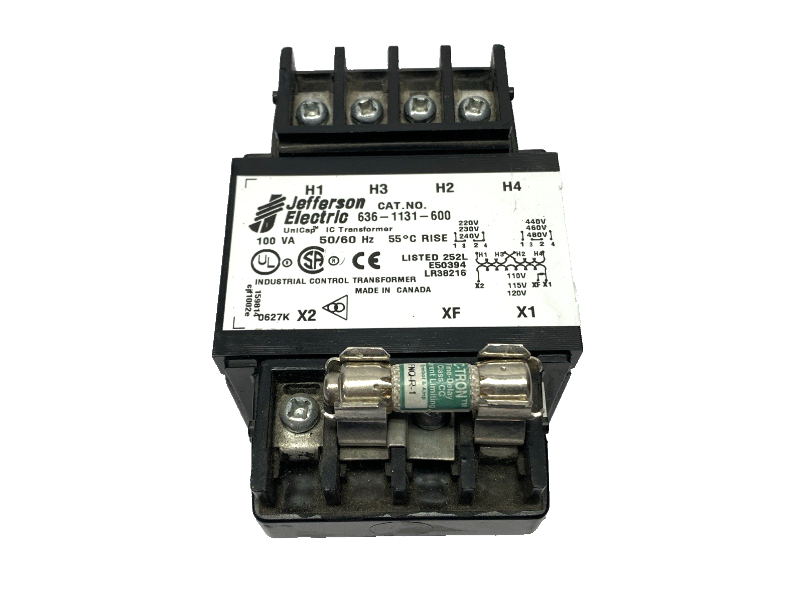 636-1131-600 | Jefferson Electric UniCap IC Transformer 100VA 50/60Hz - Used - Maverick Industrial Sales