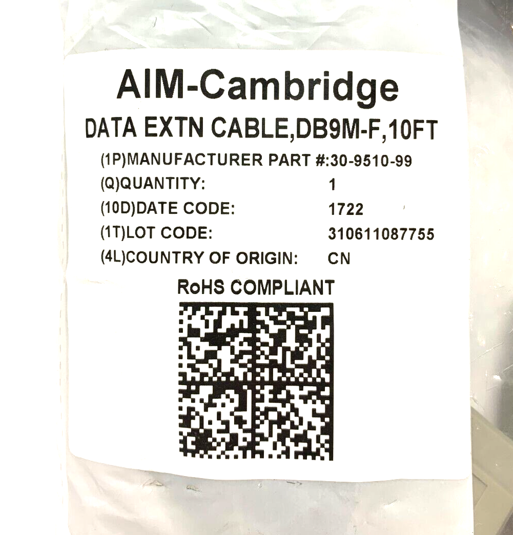 Cinch 30-9510-99 Data Extension Cable DB9M-F 10ft - Maverick Industrial Sales