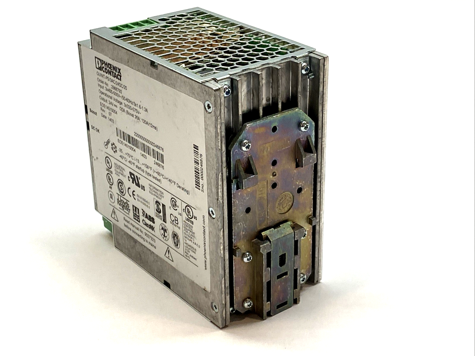QUINT-PS/3AC/24DC/20 | Phoenix Contact Power Supply 24VDC 20A DIN Rail 2866792 - Used - Maverick Industrial Sales