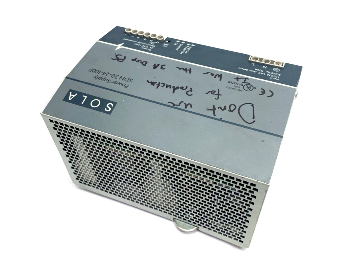 Sola SDN 20-24-100P Power Supply 115/230VAC 24VDC 10A - Maverick Industrial Sales