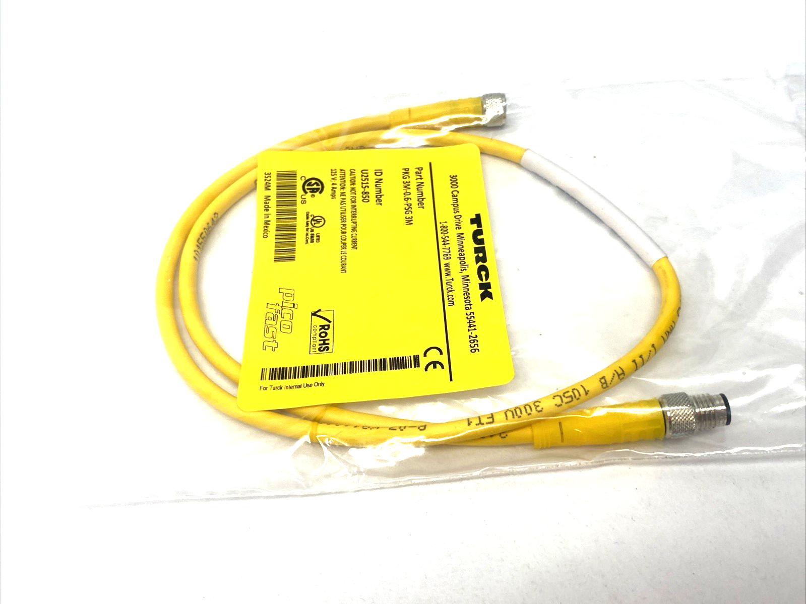 PKG 3M-0.6-PSG 3M | Turck Picofast Actuator/Sensor Extension Cable U2515-850 - New - Maverick Industrial Sales