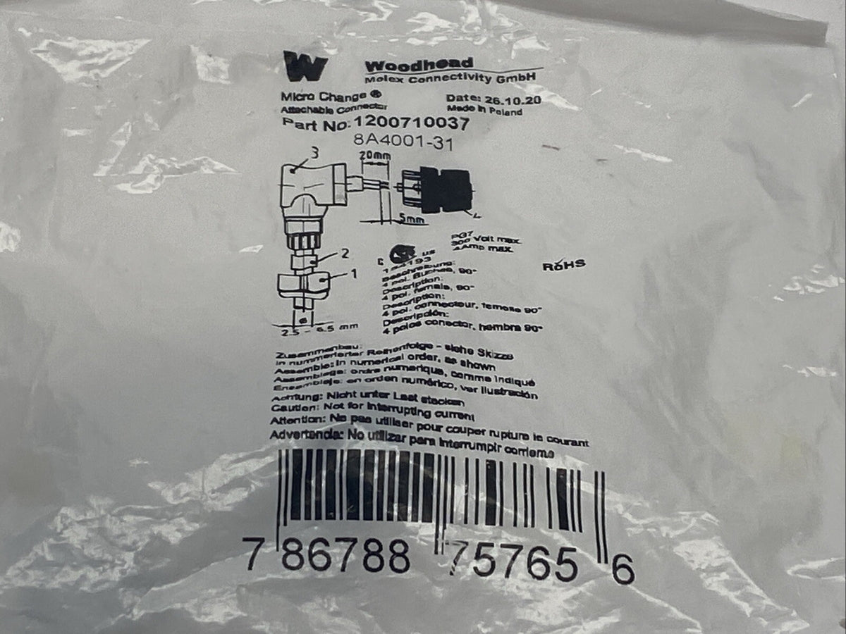 1200710037 | Woodhead Micro Change Attachable Connector 8A4001-31 - New - Maverick Industrial Sales