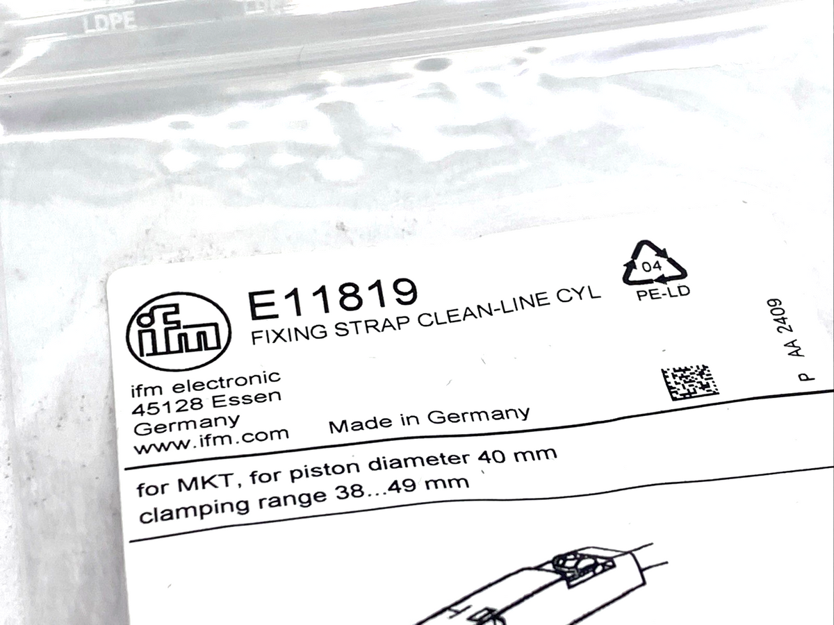ifm E11819 Fixing Strap For Smooth Body Cylinder FIXING STRAP CLEAN-LINE CYL 2PK - Maverick Industrial Sales