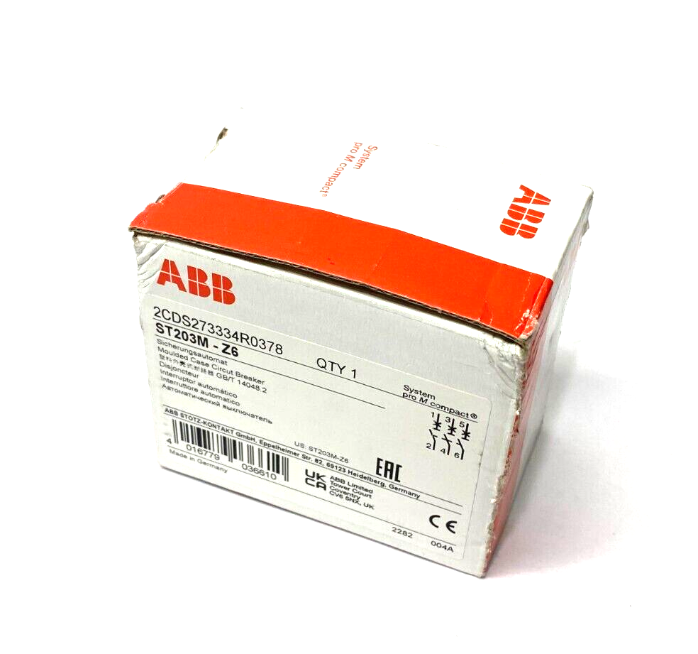 ABB 2CDS273334R0378 proM compact System Circuit Breaker 3-Pole ST203M-Z6 - Maverick Industrial Sales