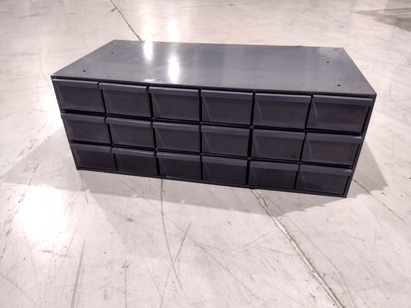 Steel 18 Drawer Parts Cabinet 34" x 13" x 17" Drawer Dim. 17" x 5.25" x 3.625" - Maverick Industrial Sales