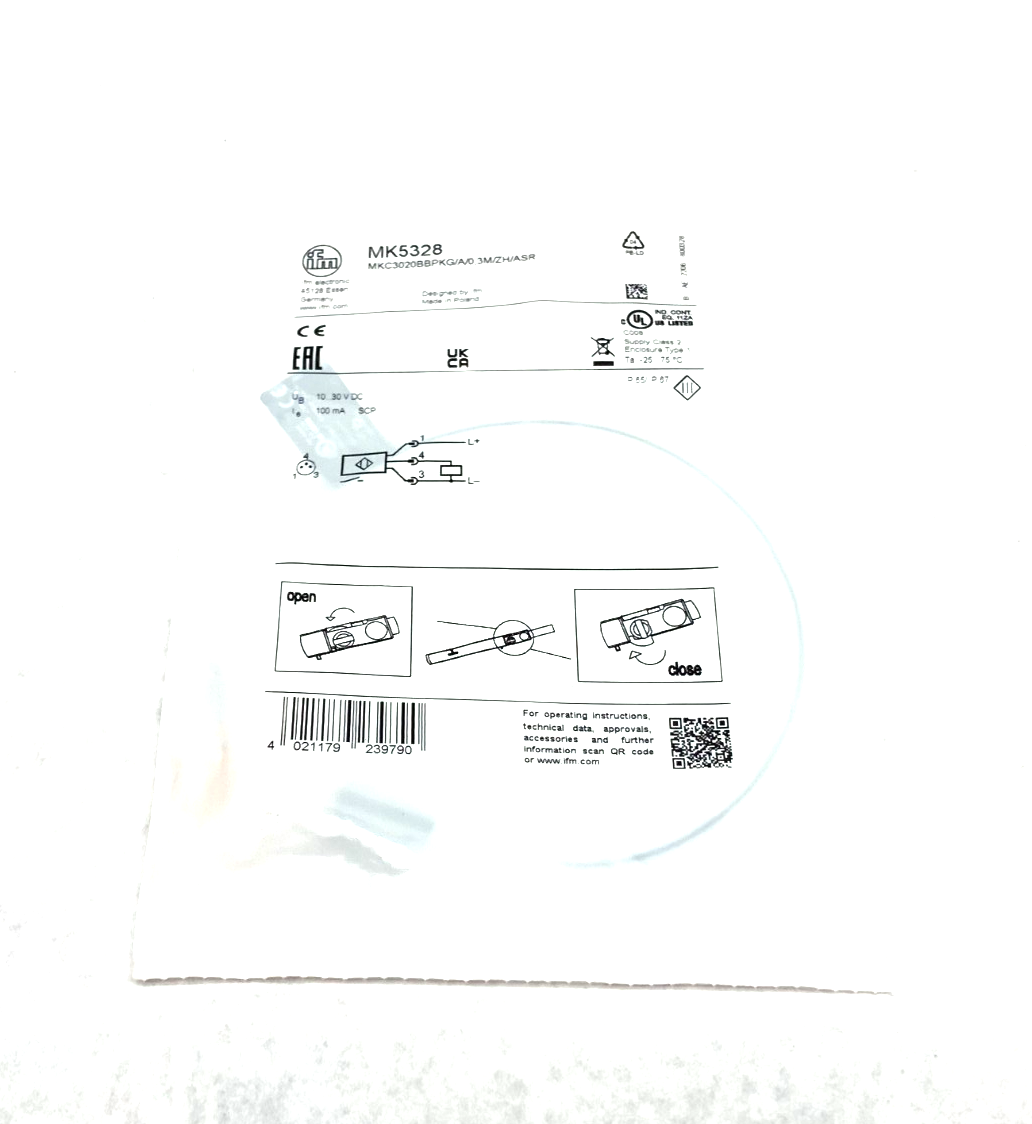 Ifm MK5328 C-Slot Cylinder Sensor PNP 10-30VDC MKC3020BBPKG/A/0,3M/ZH/ASR - Maverick Industrial Sales