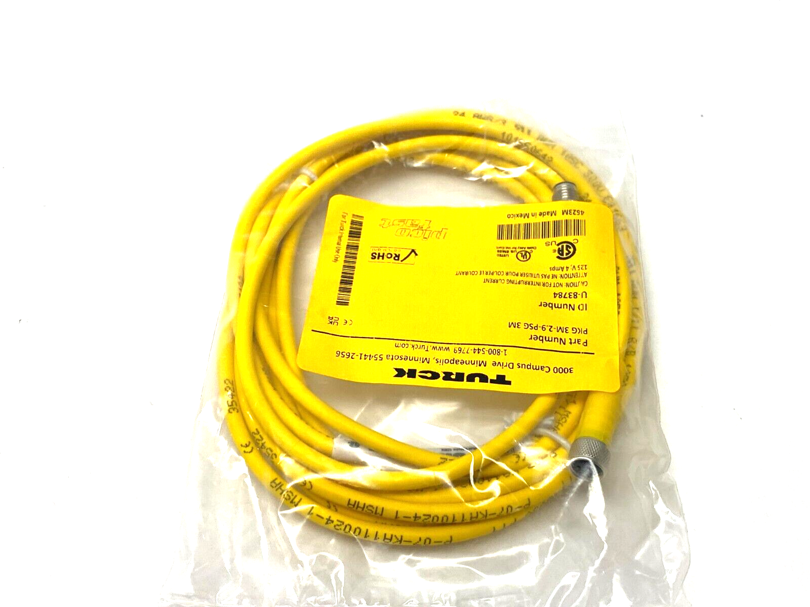 PKG 3M-2.9-PSG 3M, U-83784 | Turck PKG 3M-2.9-PSG 3M Picofast Double Ended Cordset U-83784 - New - Maverick Industrial Sales